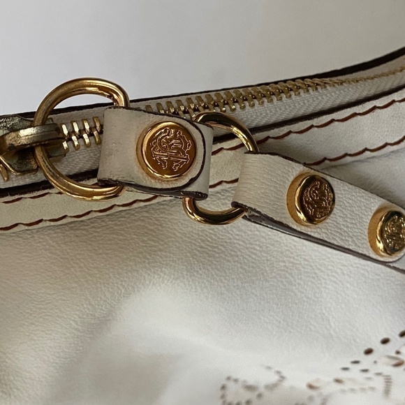 Roberto Cavalli White Engraved Large Leather Bag - Picture 6 of 11